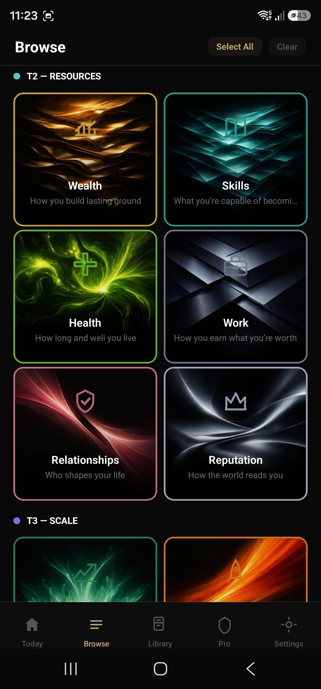 Browse screen