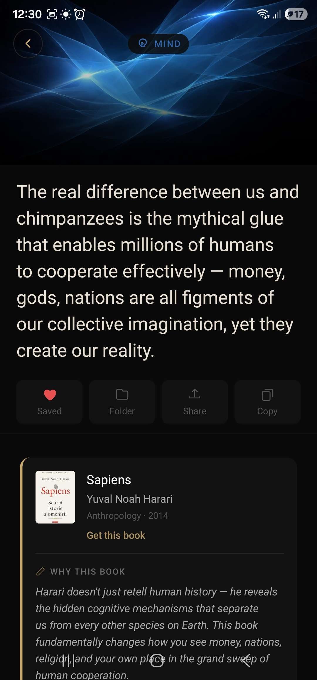 Claros Explain — full breakdown with book card