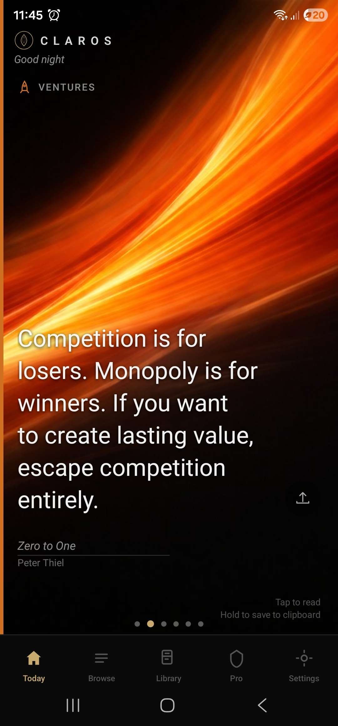 Claros Home — today's principle